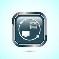 Data exchange icon design illustration, Data transfer sign for apps and websites, Gray color square button design vector