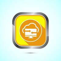Data exchange icon design illustration, Data transfer sign for apps and websites, Yellow shadow button design vector