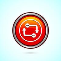 Data exchange icon design illustration, Data transfer sign for apps and websites, Orange color round button design vector