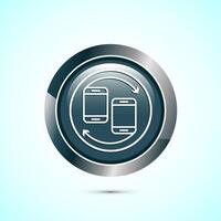 Data exchange icon design illustration, Data transfer sign for apps and websites, Gray color round button design vector