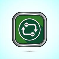 Data exchange icon design illustration, Data transfer sign for apps and websites, Green shadow button design vector