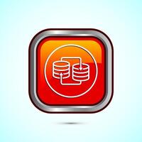 Data exchange icon design illustration, Data transfer sign for apps and websites, Orange color square button design vector