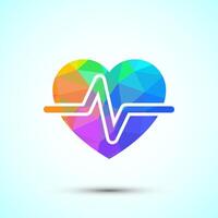 Heartbeat pulse icon design, Medical heart sign for web and mobile app, low poly style vector