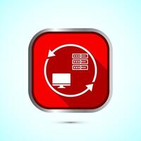 Data exchange icon design illustration, Data transfer sign for apps and websites, Red shadow button design vector