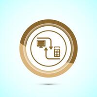 Data exchange icon design illustration, Data transfer sign for apps and websites, Gold color button design vector