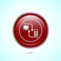 Data exchange icon design illustration, Data transfer sign for apps and websites, Red color round button design vector