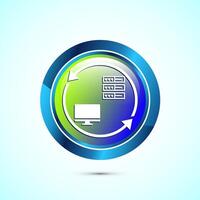 Data exchange icon design illustration, Data transfer sign for apps and websites, Glossy round button design vector