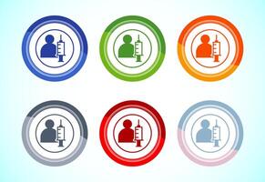 Vaccination, Vaccine icon illustration. Medical and healthcare Icon. 6 color button design set vector