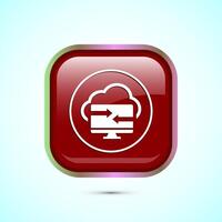 Data exchange icon design illustration, Data transfer sign for apps and websites, Red color square button design vector