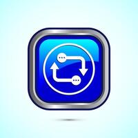 Data exchange icon design illustration, Data transfer sign for apps and websites, Blue color square button design vector