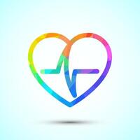 Heartbeat pulse icon design, Medical heart sign for web and mobile application, low poly style vector