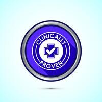 Clinically proven icon design illustration, Clinically tested label badge, Blue shadow button design vector