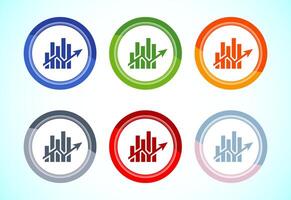 Bar chart icon, Graph logo, Growth sign, Growth chart, 6 color button design set vector
