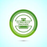 Clinically proven icon design illustration, Clinically tested label badge, Green color button design vector