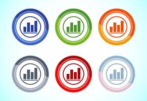 Bar chart icon illustration, Graph logo, Growth sign, 6 color button design set vector