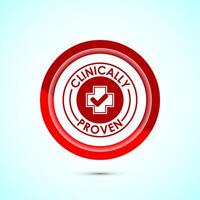 Clinically proven icon design illustration, Clinically tested label badge, Red color button design vector