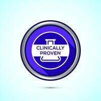 Clinically proven icon design. Clinically tested label badge, Blue shadow button design vector