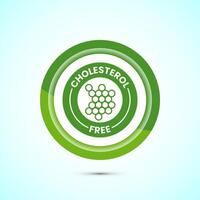 Cholesterol free icon, Cholesterol free logo badge, Suitable for product label, Green color button design vector