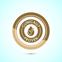 Clinically proven icon design illustration, Clinically tested label badge, Gold color button design vector