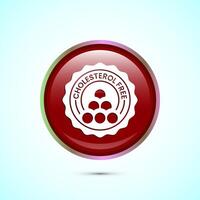 Cholesterol free icon, Cholesterol free logo badge, Suitable for product label, Red color round button design vector