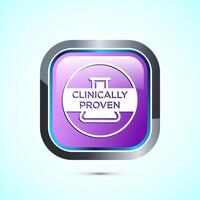 Clinically proven icon design. Clinically tested label badge, Pink color square button design vector