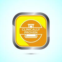 Clinically proven icon design illustration, Clinically tested label badge, Yellow shadow button design vector