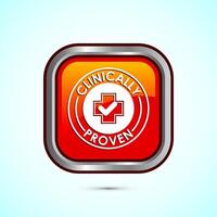 Clinically proven icon design illustration, Clinically tested label badge, Orange color square button design vector