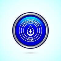 Cholesterol free icon, Cholesterol free logo badge, Suitable for product label, Blue color round button design vector