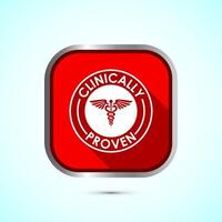 Clinically proven icon design illustration, Clinically tested label badge, Red shadow button design vector