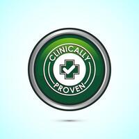 Clinically proven icon design illustration, Clinically tested label badge, Green color round button design vector