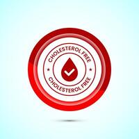 Cholesterol free icon, Cholesterol free logo badge, Suitable for product label, Red color button design vector