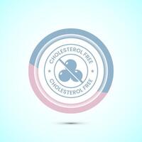 Cholesterol free icon, Cholesterol free logo badge, Suitable for product label, Pastel color button design vector