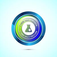 Clinically proven icon design illustration, Clinically tested label badge, Glossy round button design vector