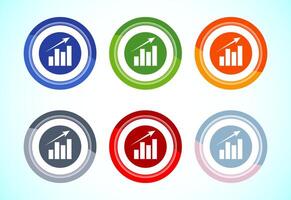 Bar chart icon illustration, Graph logo, Growth sign, Growth chart, 6 color button design set vector