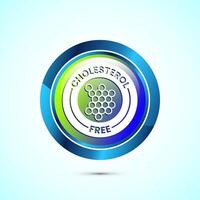 Cholesterol free icon, Cholesterol free logo badge, Suitable for product label, Glossy round button design vector