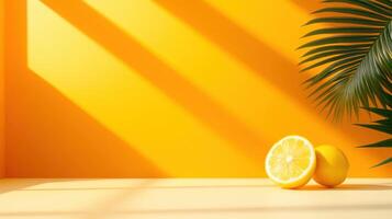 vibrant composition featuring sliced lemon and whole lemon against sunny backdrop photo