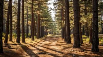 path fall pine tree photo