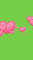 Happy valentine day congratulation with pink 3d heart shapes flying with green screen chroma key vertical background video