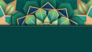 3d ramadan kareem concept with hanging lanterns decoration on green background banner template design with green ribbon blank space video