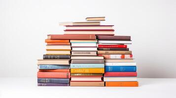 arranged book white background photo