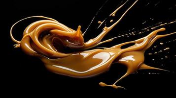 gooey caramel black background photo