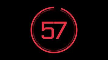 60 seconds red countdown timer suitable for concepts of urgency, time ticking, deadlines, and time management video