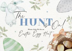 Easter Egg Hunt Invitation Card in Watercolor Design template