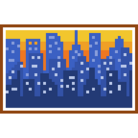 Landscape view in picture frame. Pixel art. Art gallery. Beautiful in natural view pixel style png