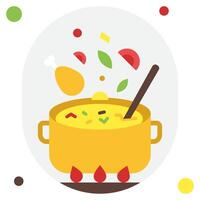 Vibrant Cooking Pot with Ingredients in Motion vector