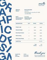 graphic design invoice template in blue