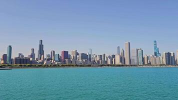 Chicago Skyline from the Lake, A stunning view of the Chicago skyline as seen from the lake, showcasing the city's modern architecture and iconic skyscrapers video