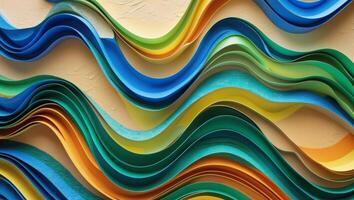 a close up of a colorful wall with wavy lines. photo