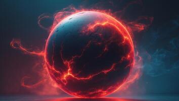 A visually captivating dynamic red sphere composition enhanced with striking lighting effects. photo