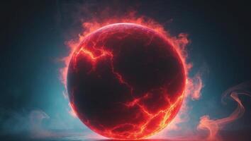 A visually captivating dynamic red sphere composition enhanced with striking lighting effects photo